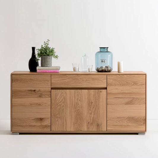 Komoda z litego drewna dębowego, naturalny dąb, 180 x 45 x 90 cm